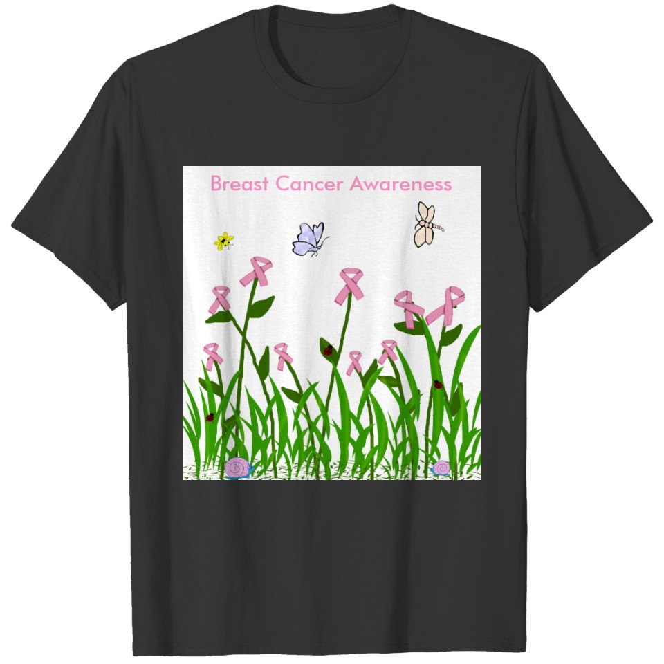 Pink ribbon garden T-shirt