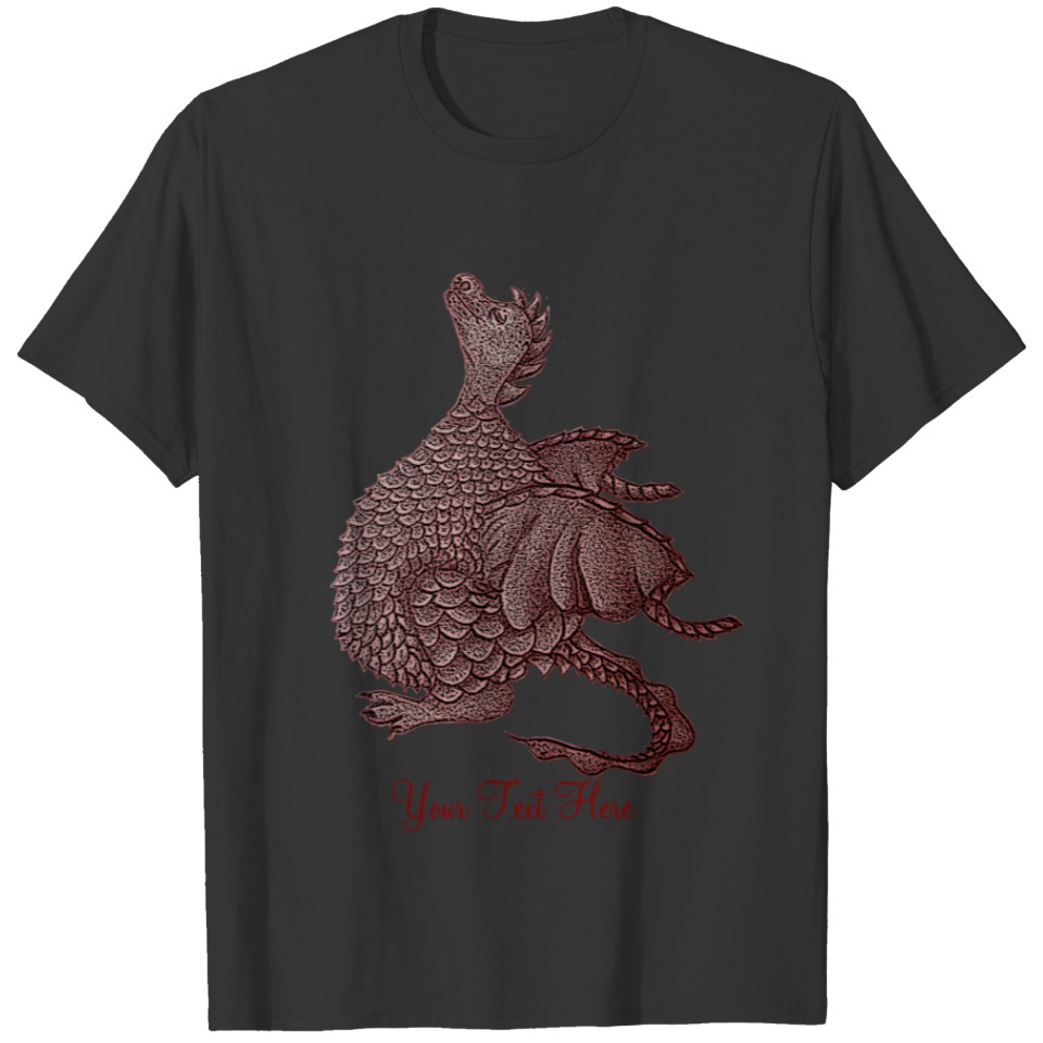 cute red dragon mythical and fantasy creature art T-shirt