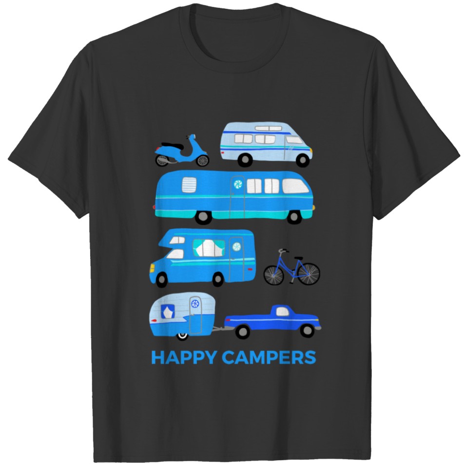 HAPPY CAMPERS Vintage Retro Trailer RV Vanlife T-shirt