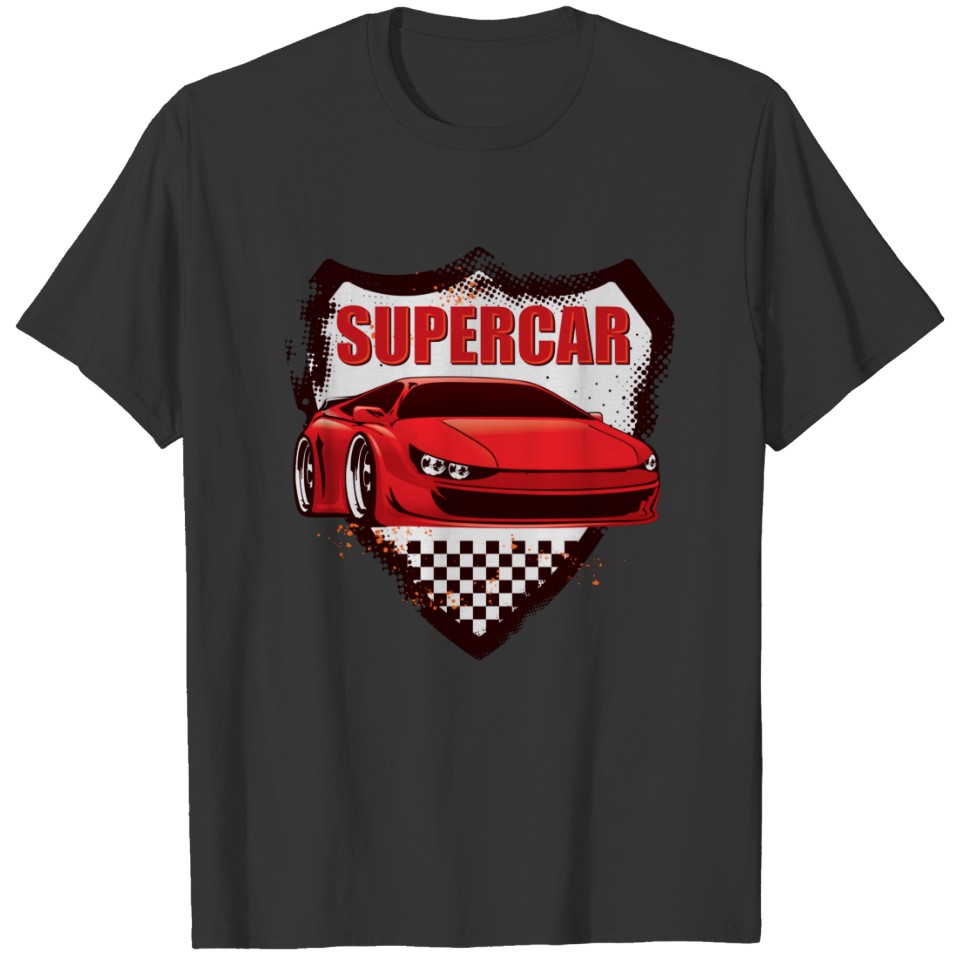 Supercar Muscle Car in Grunge Shield Sweat T-shirt