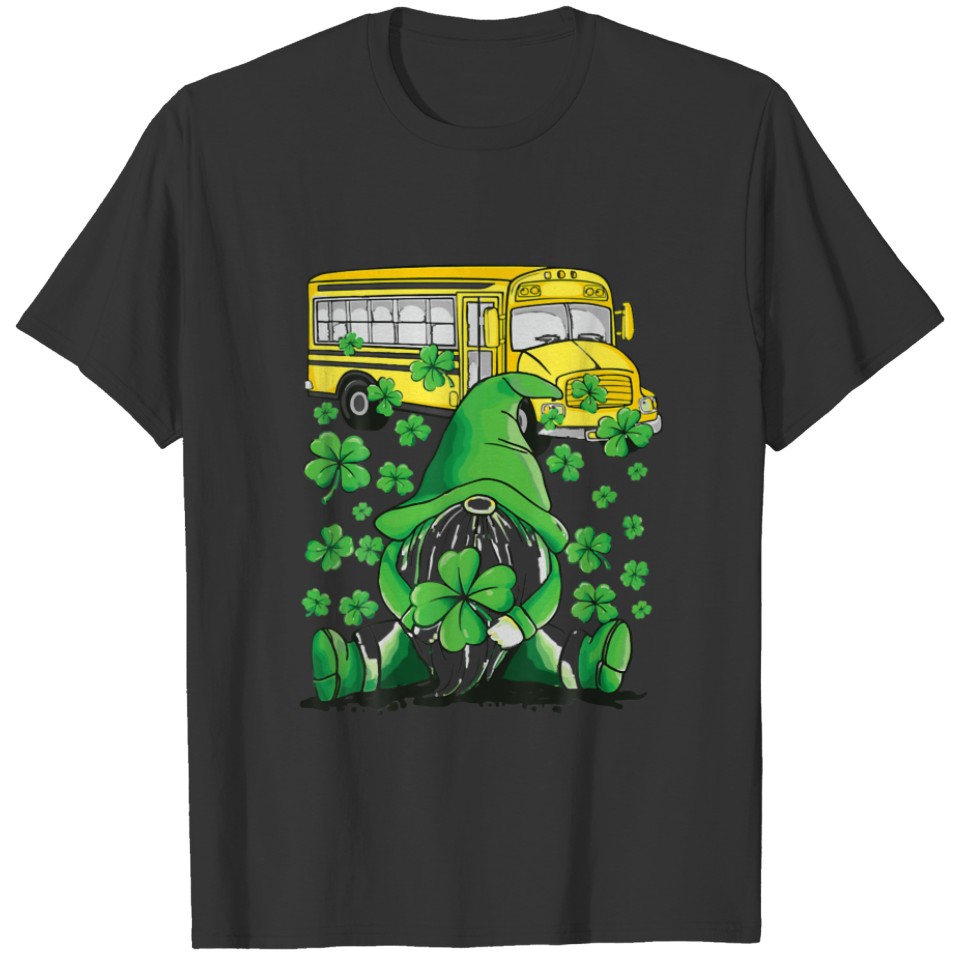 Funny School Bus Driver Gnome St Patricks Day Luck T-shirt