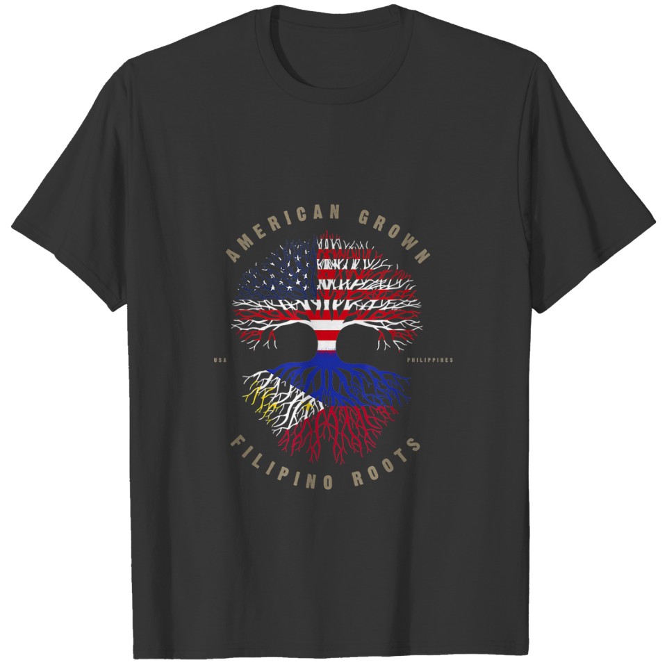 American Grown Filipino Roots Philippines Flag T-S T-shirt