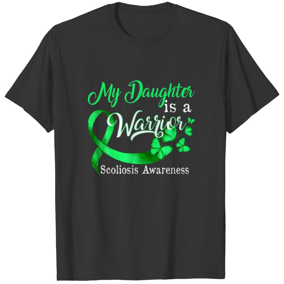 Proud My Daughter Scoliosis Warrior Green Ribbon B T-shirt
