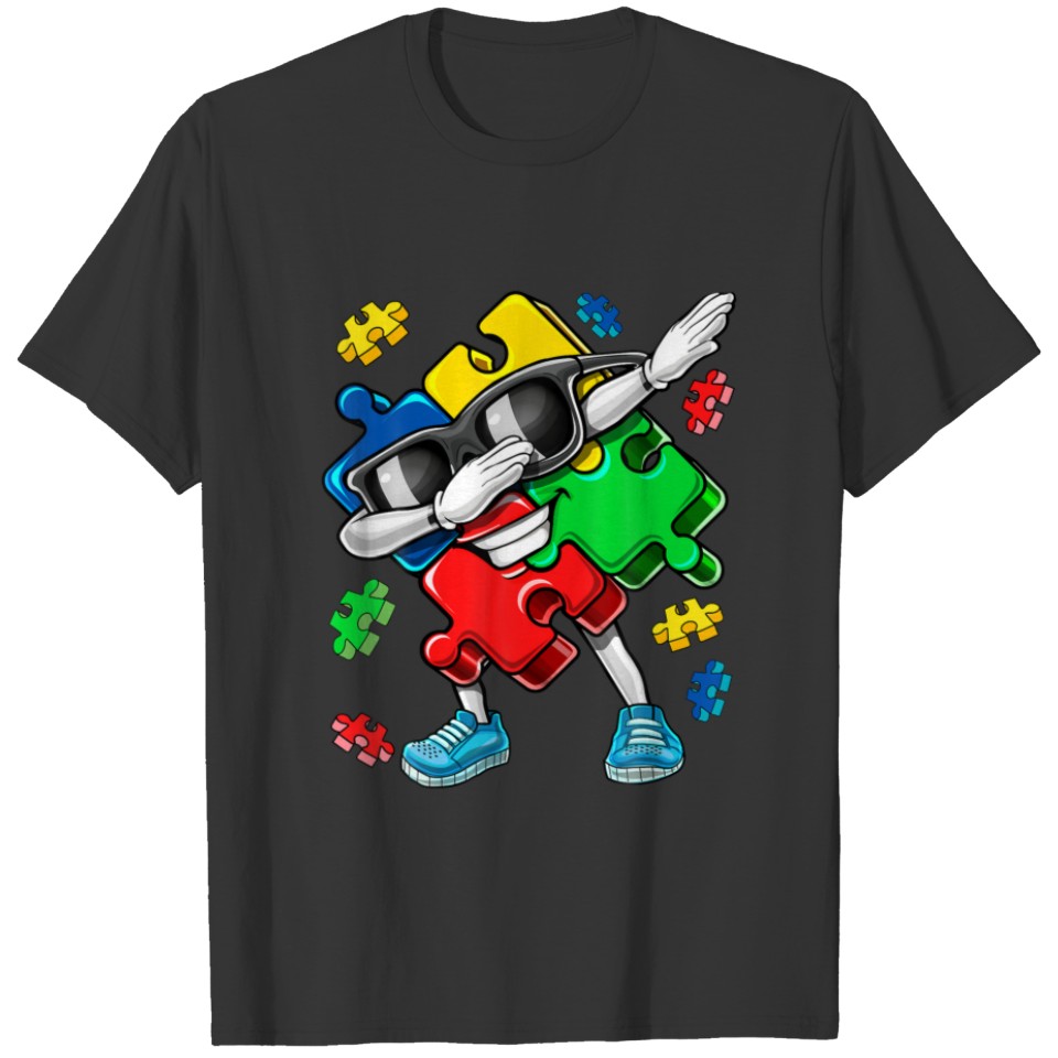 Autism Awareness Dabbing Puzzle Piece Kids Gift Bo T-shirt