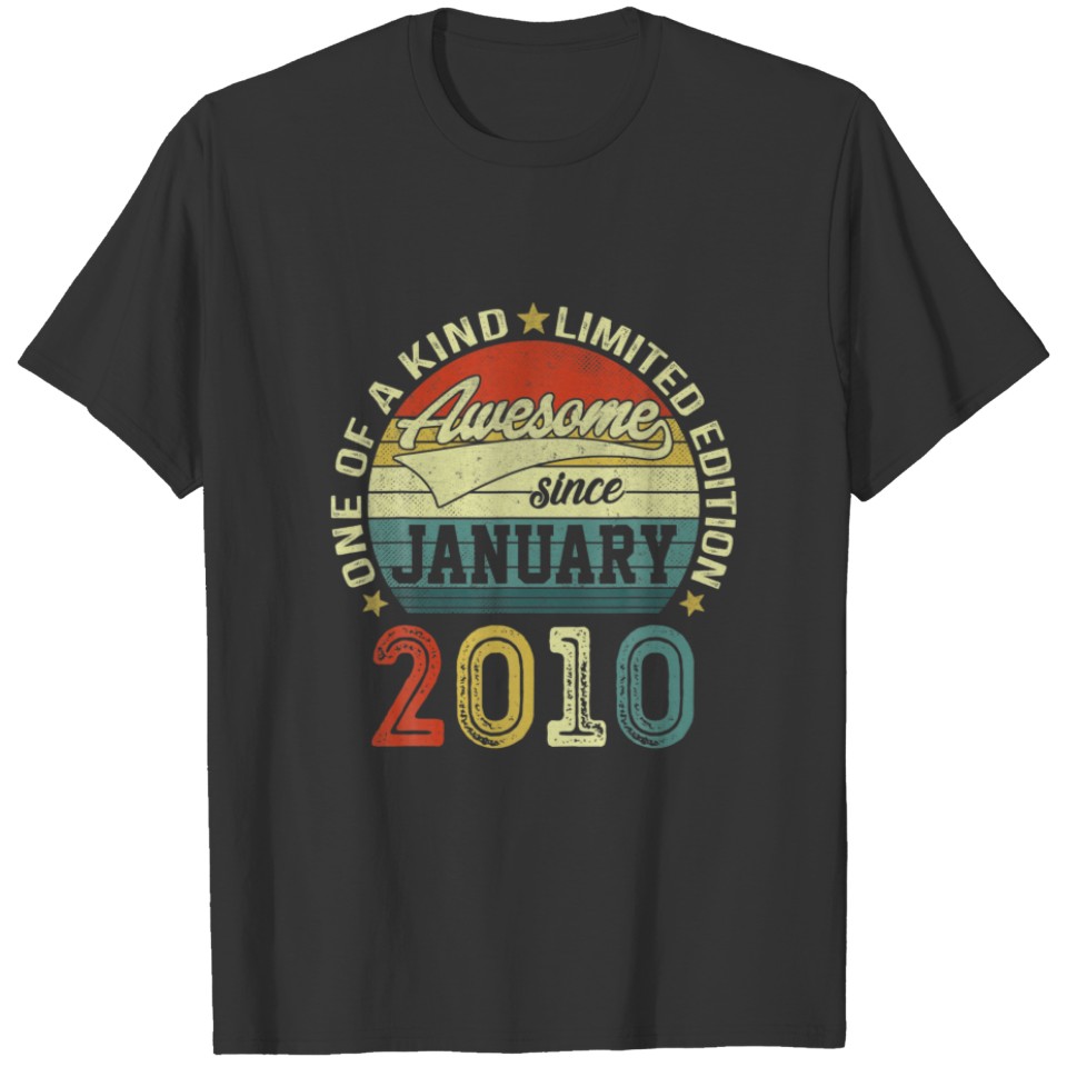 12 Year Old Gifts Awesome Since January 2010 12Th T-shirt