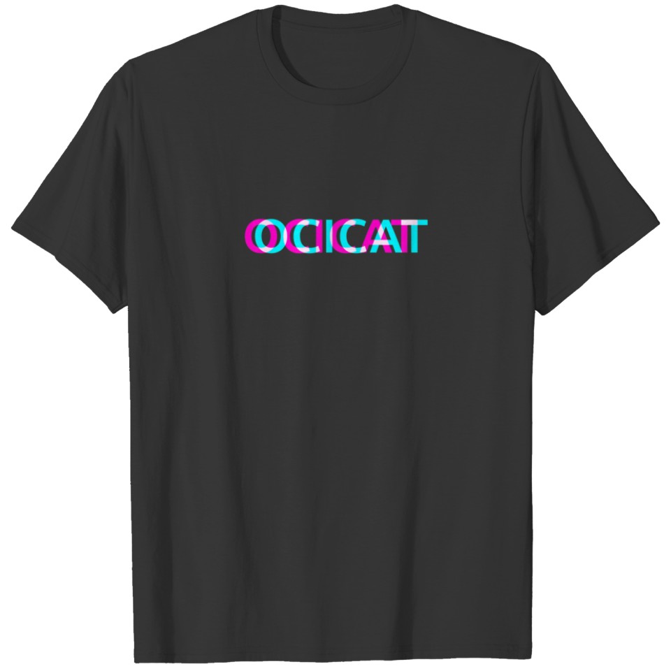 Ocicat, Cool Cat Edgy Glitch Esthetic Art T-shirt