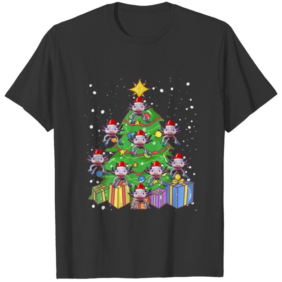 Axolotl Christmas Tree Kids Youth Cute Axololt Xma T-shirt