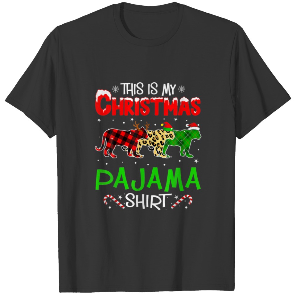 Tiger Christmas Tree Animals This Is My Xmas Pajam T-shirt