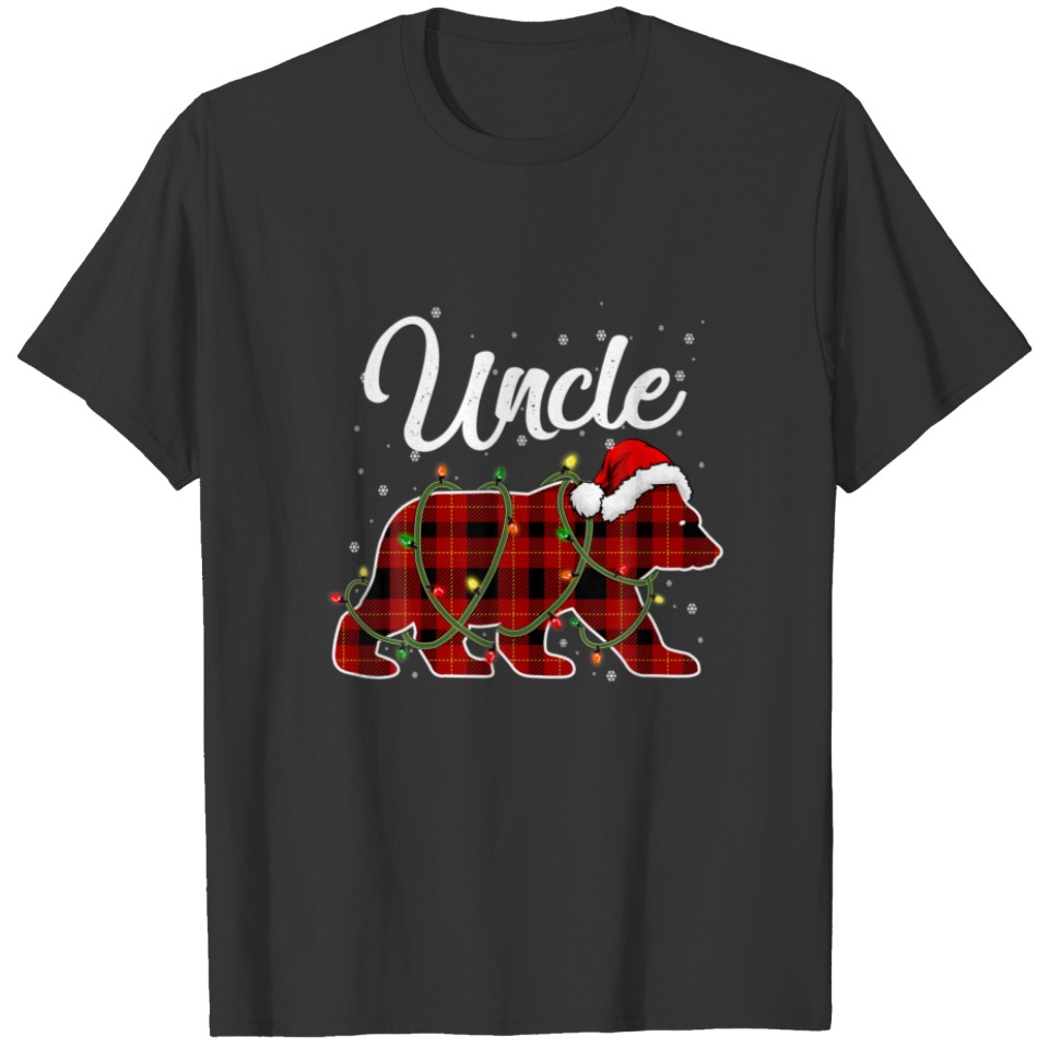 Mens Uncle Bear Xmas Red Plaid Matching Family Chr T-shirt