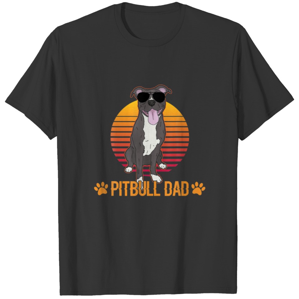 Mens Vintage Pitbull Dad Wear Sunglasses Funny Pit T-shirt