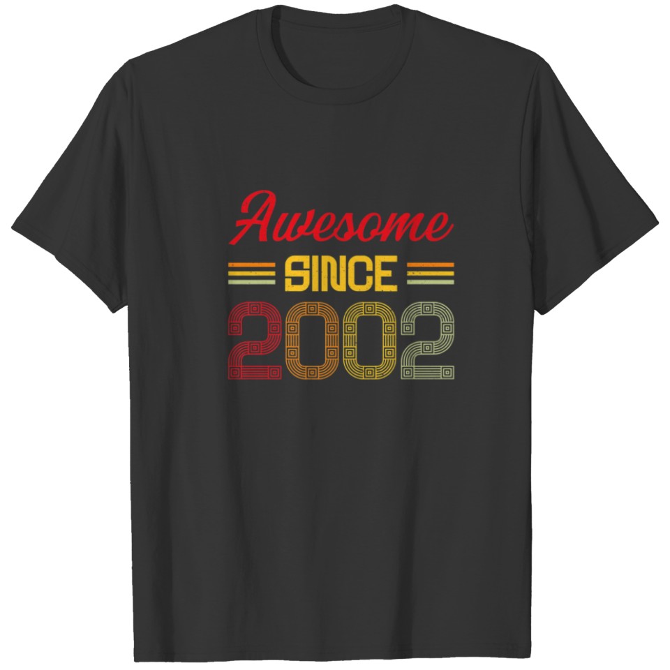 20Th Birthday Awesome Since 2002 20Th Birthday T-shirt