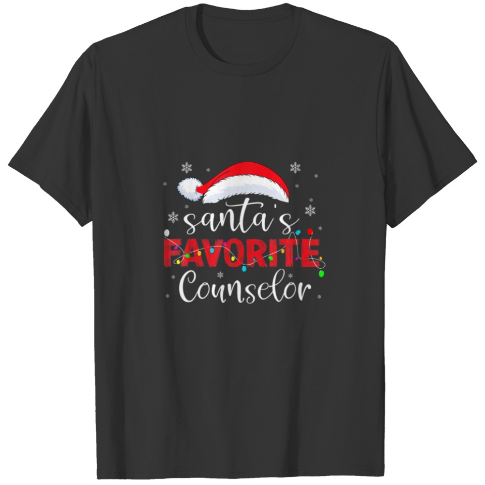Santa's Favorite School Counselor Christmas Lights T-shirt