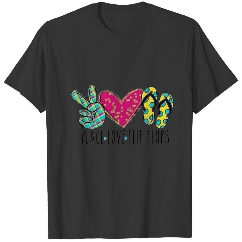 PEACE LOVE FLIP FLOPS HEART PLAID SUNRISE SUNBURN T-shirt