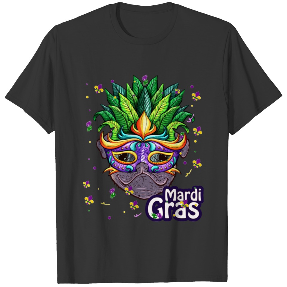 Mardi Gras dog pittbull vintage funny celebration T-shirt