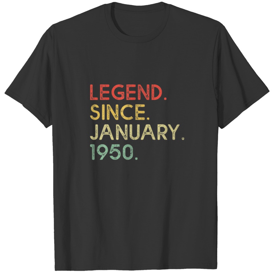 Legend January 1950 72Nd Birthday Decorations 72 Y T-shirt