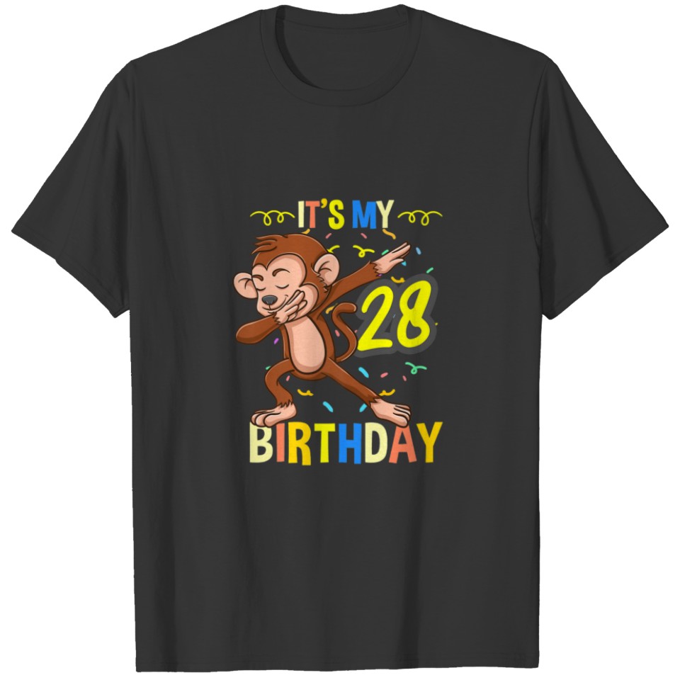 Its My 28Th Birthday Dabbing Monkey Animal T-shirt