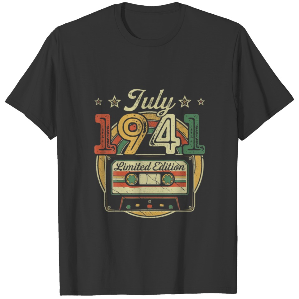 Vintage July 1941 Cassette Tape 80Th Birthday Deco T-shirt