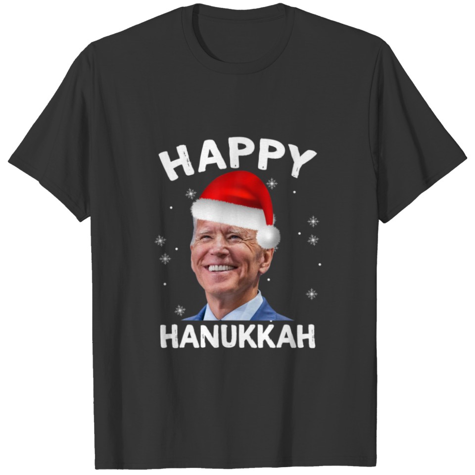 Funny Joe Biden Santa Hat Happy Hanukkah Christmas T-shirt