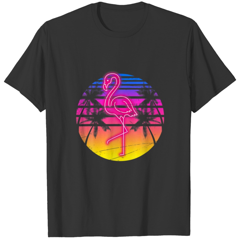 Vaporwave Palm Trees Tropical Bird Summer Pink Fla T-shirt
