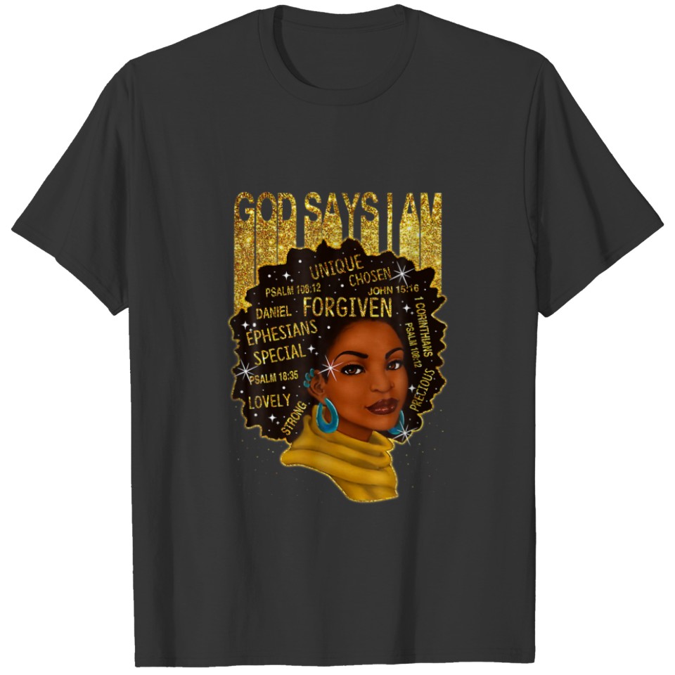 Black Woman Africa Afro American Melanin Queen Bla T-shirt