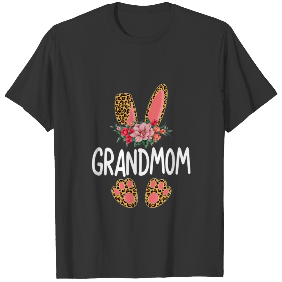 Flower Leopard Grandmom Bunny Women Girl Happy Eas T-shirt