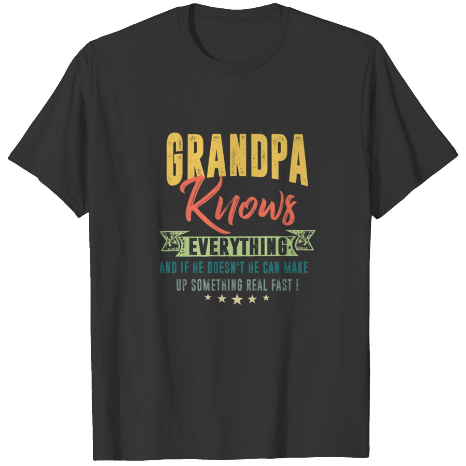 Mens Grandpa Knows Everything 60Th Funny Father's T-shirt