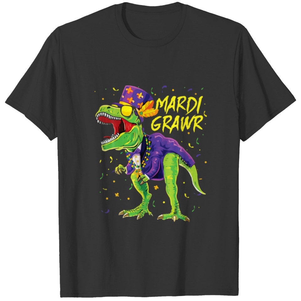 Funny Mardi Grawr T Rex Dinosaur Dino Carnival Mar T-shirt