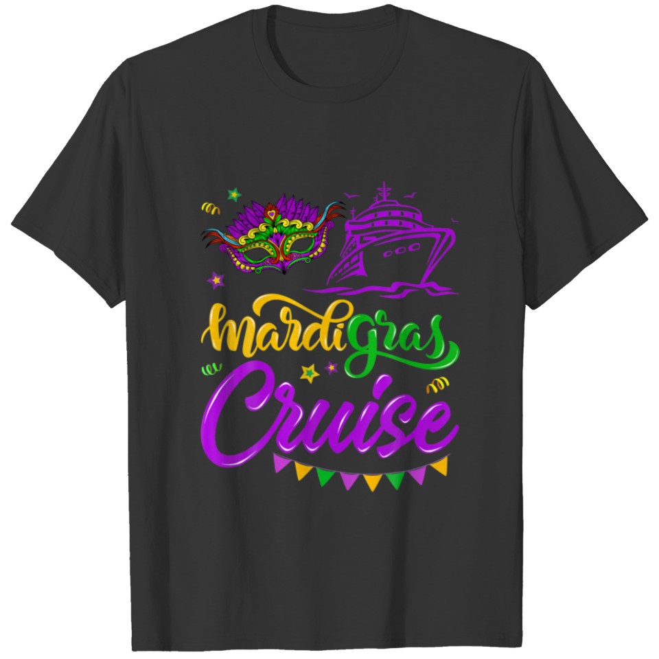 Mardi Gras Cruise Mask Cruise Ship Party Costume N T-shirt