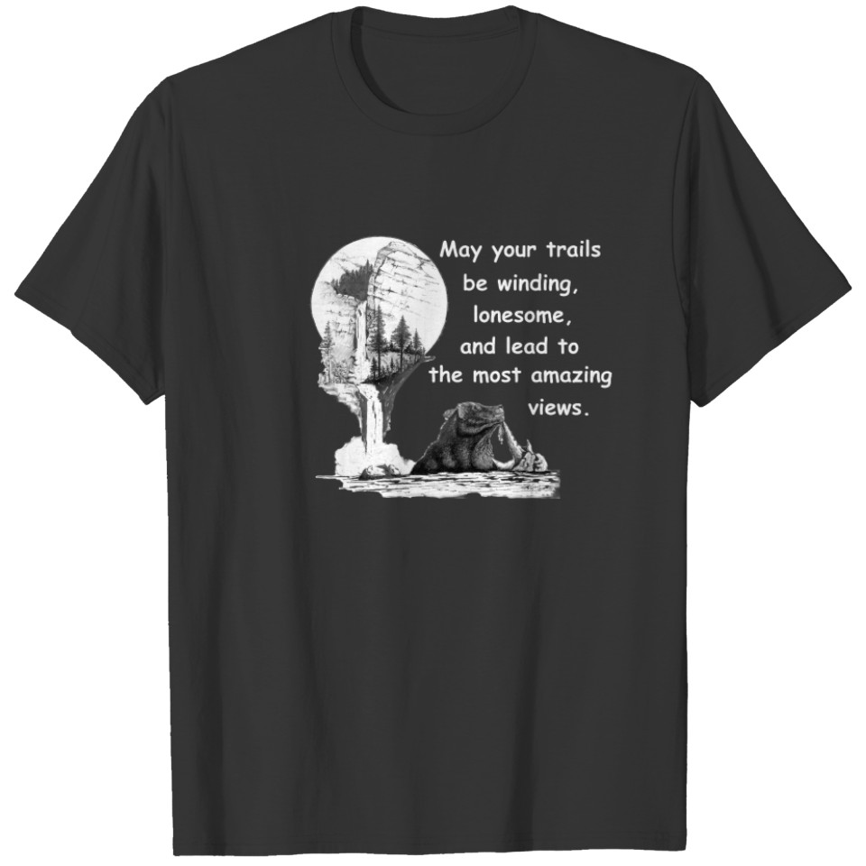 Bear. Waterfall. May your trails be winding... T-shirt