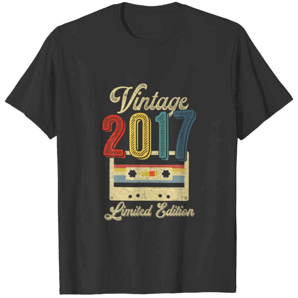 Retro Vintage 2017 Cassette Tape 5Th Birthday Musi T-shirt