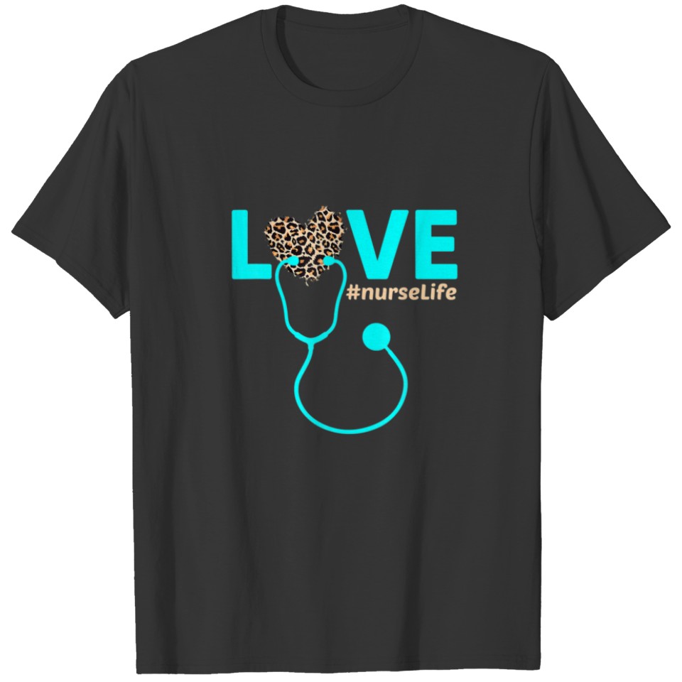 Nurse Life Gifts RN LPN CNA Healthcare Cheetah Hea T-shirt