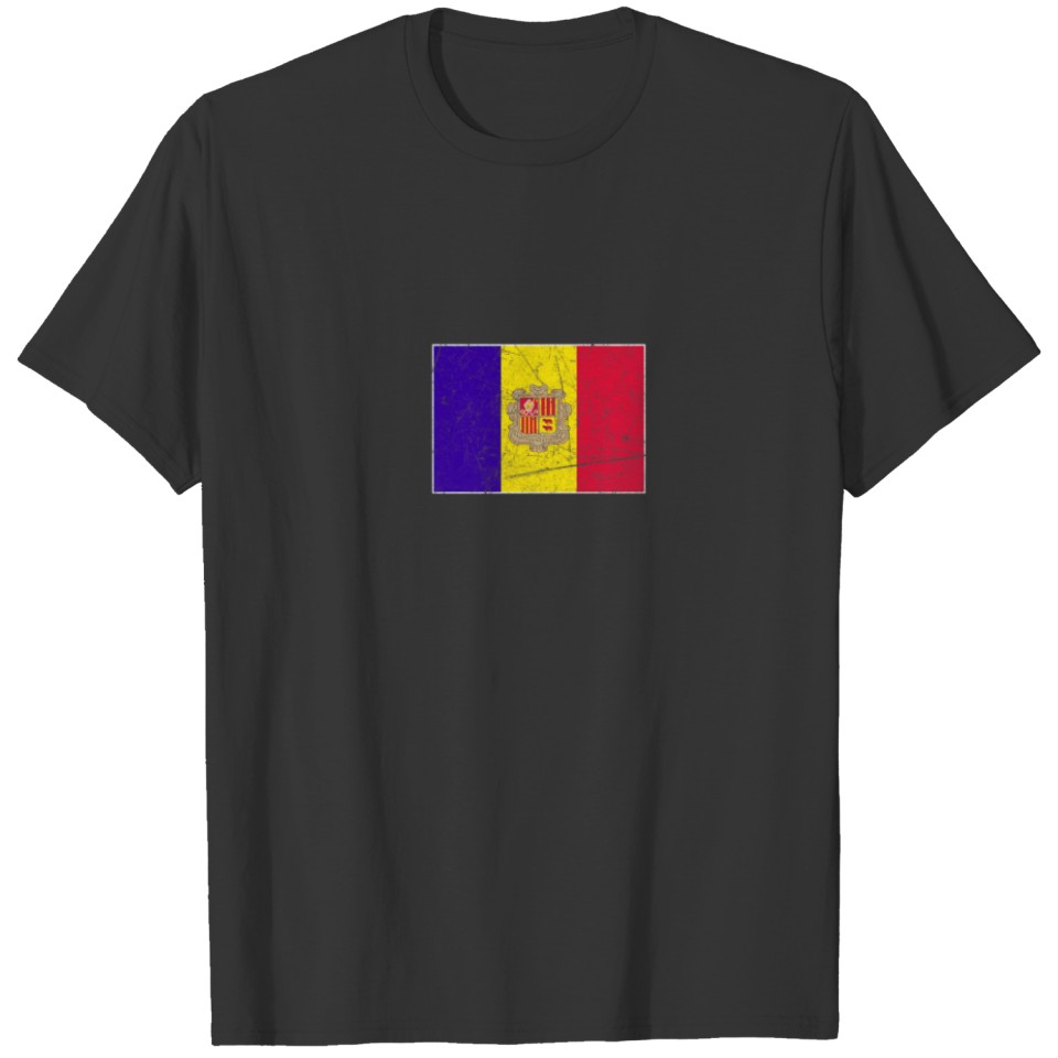 Andorra Flag With Vintage Andorran National Colors T-shirt