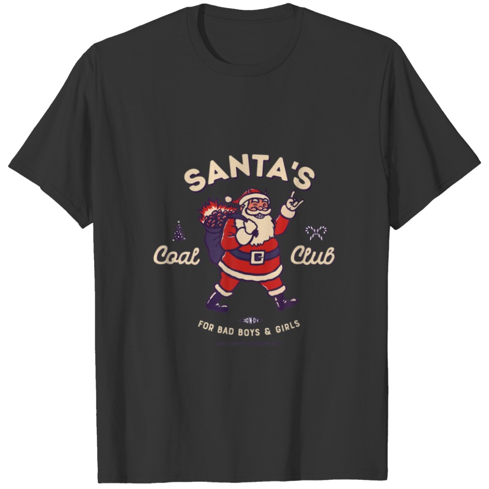 Family Holiday Santa's Coal Club Bad Boy Girls Xma T-shirt