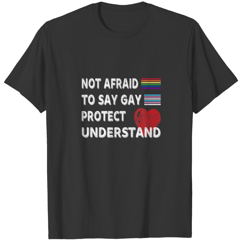 Not Afraid To Say Gay Protect Understand LGBT Flag T-shirt