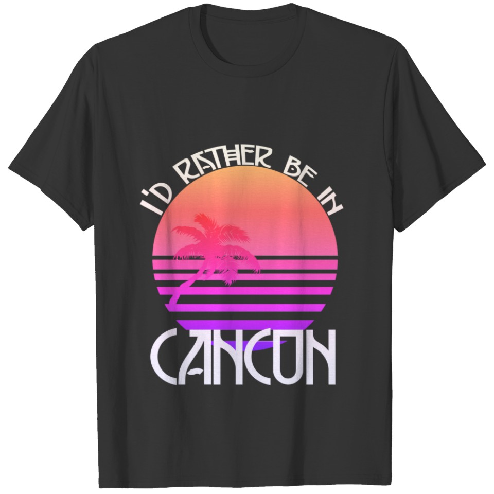 Retro Summer Beach Vacation Cancun Mexico Sunset T-shirt