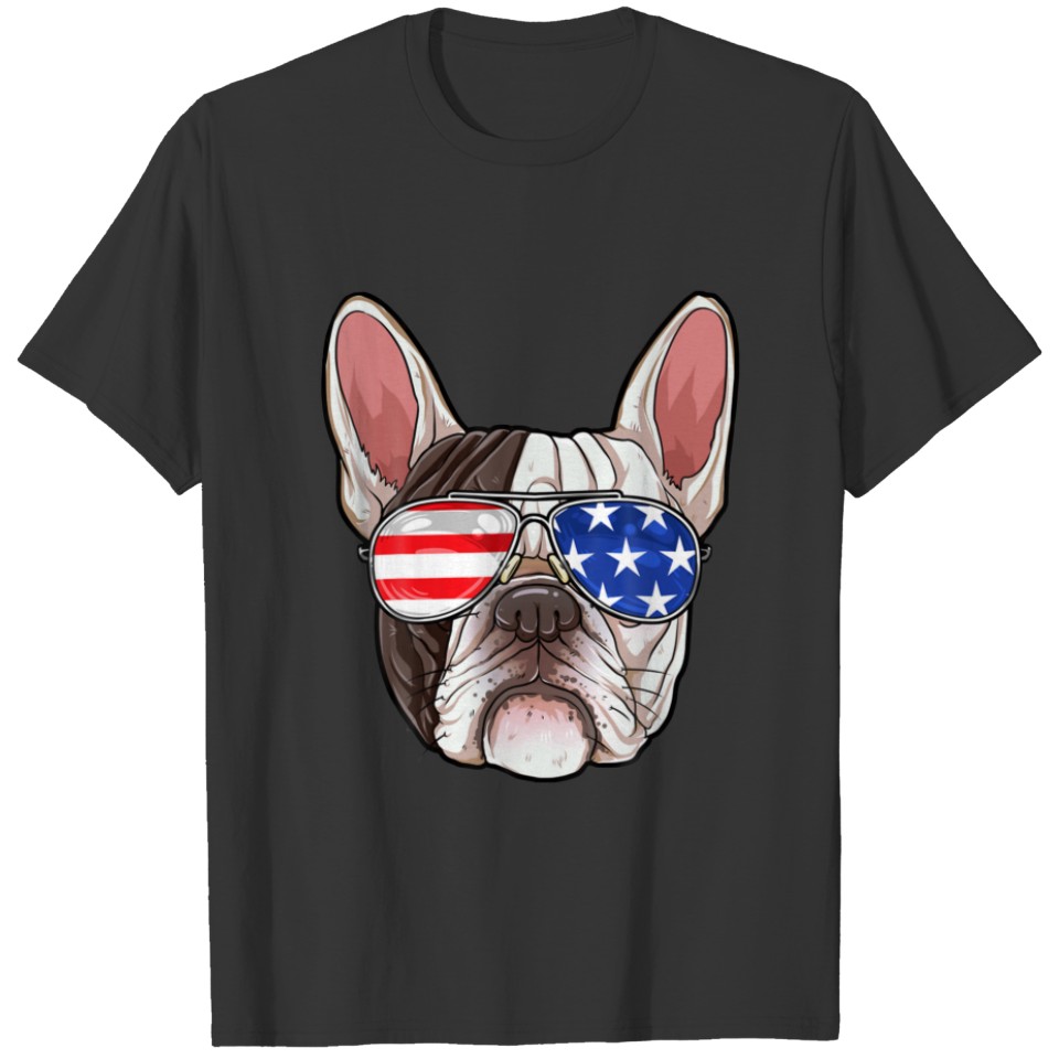 French Bulldog American Sunglasses 4Th Of July Dog T-shirt