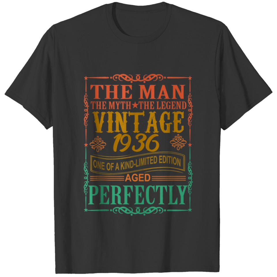 1936 Happy Bday Gifts, Man Myth Legend Vintage 193 T-shirt