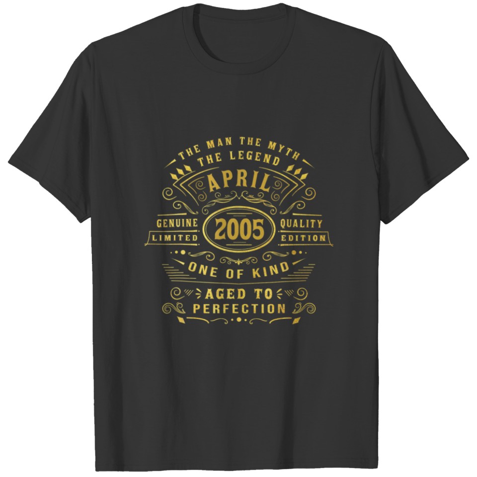 Mens Man Myth Legend April 2005 17 Yrs Old 17Th Bi T-shirt
