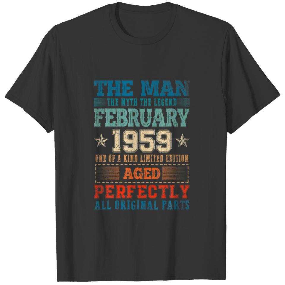 1959 Years Old Vintage February 1959 63Th Birthday T-shirt