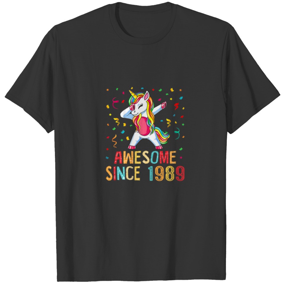33Rd Birthday Unicorn Dabbing Floral Heart Awesome T-shirt