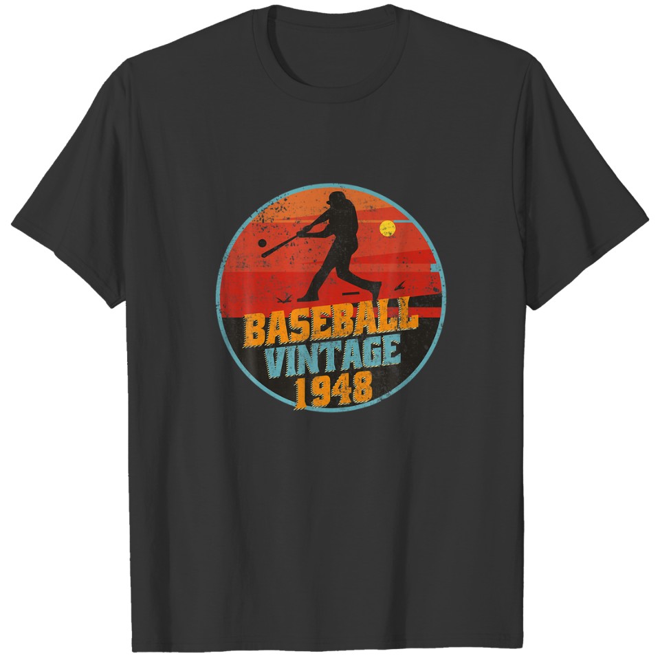 Baseball-Player Vintage Born In 1948 Birthday Base T-shirt