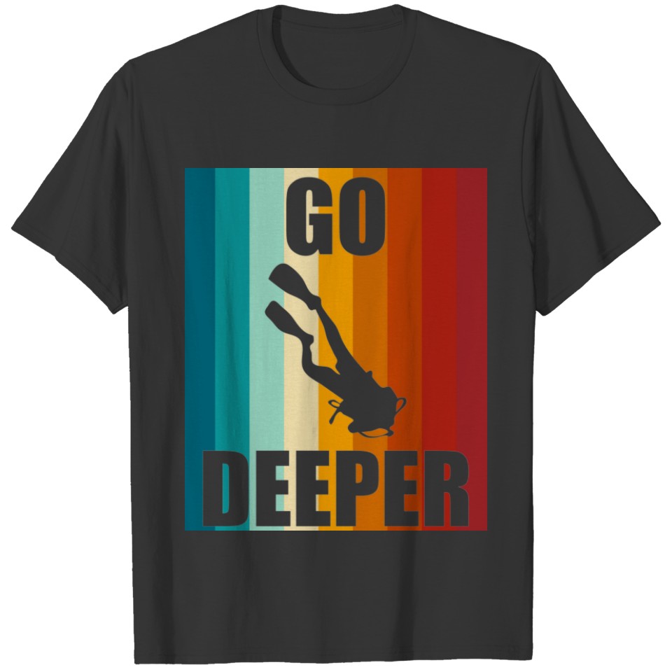 Retro Vintage Scuba Dive Go Deeper Diver Down Flag T-shirt