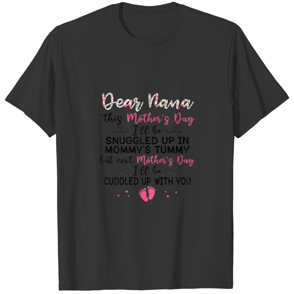 Womens Dy New Nana Mothers Day Pregnancy Annouceme T-shirt