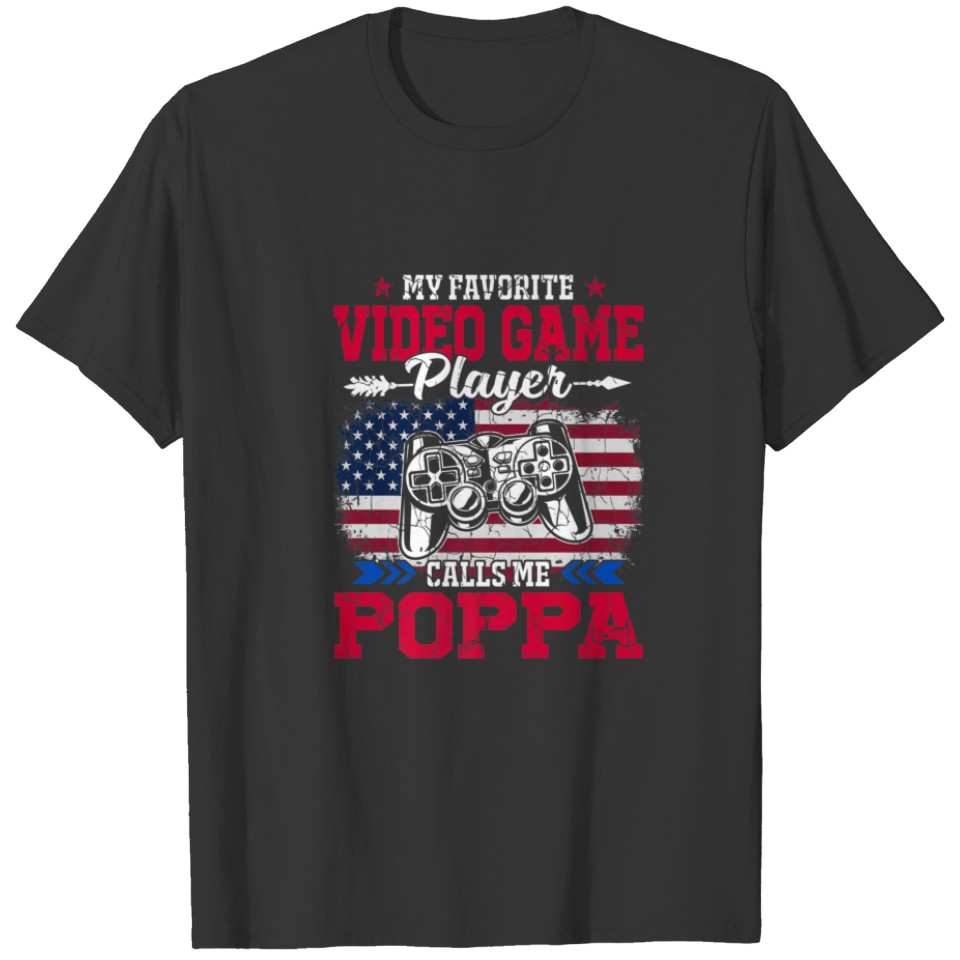Retro USA Flag Video Game Player Calls Me Poppa 4T T-shirt