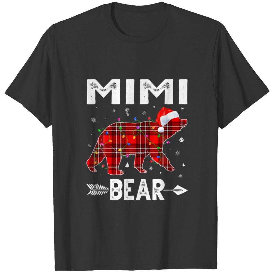 Red Plaid Xmas Pajama Mimi Bear Matching Family Gr T-shirt
