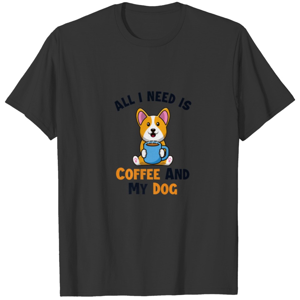 Coffee And My Dog Four-Legged Male Welsh Corgi Pem T-shirt