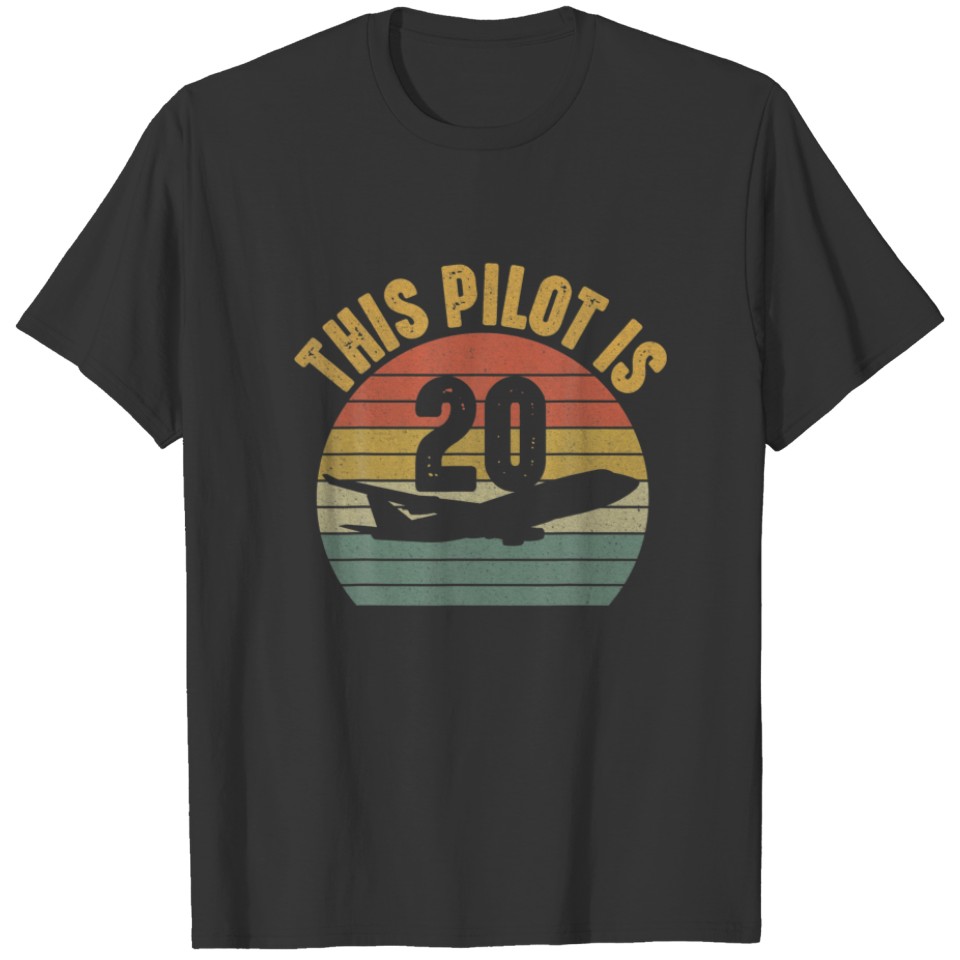 20 Year Old Airplane Pilot 20Th Birthday Aviation T-shirt