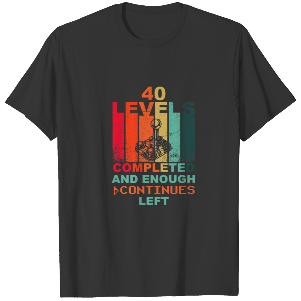 40Th Birthday Level 40 Joystick Retro Vintage Game T-shirt