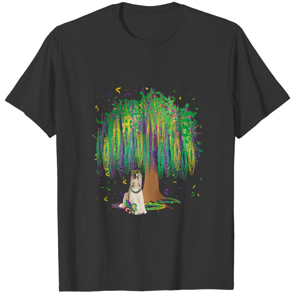 Mardi Gras Afghan Hound Bead - Tree Bourbon Street T-shirt