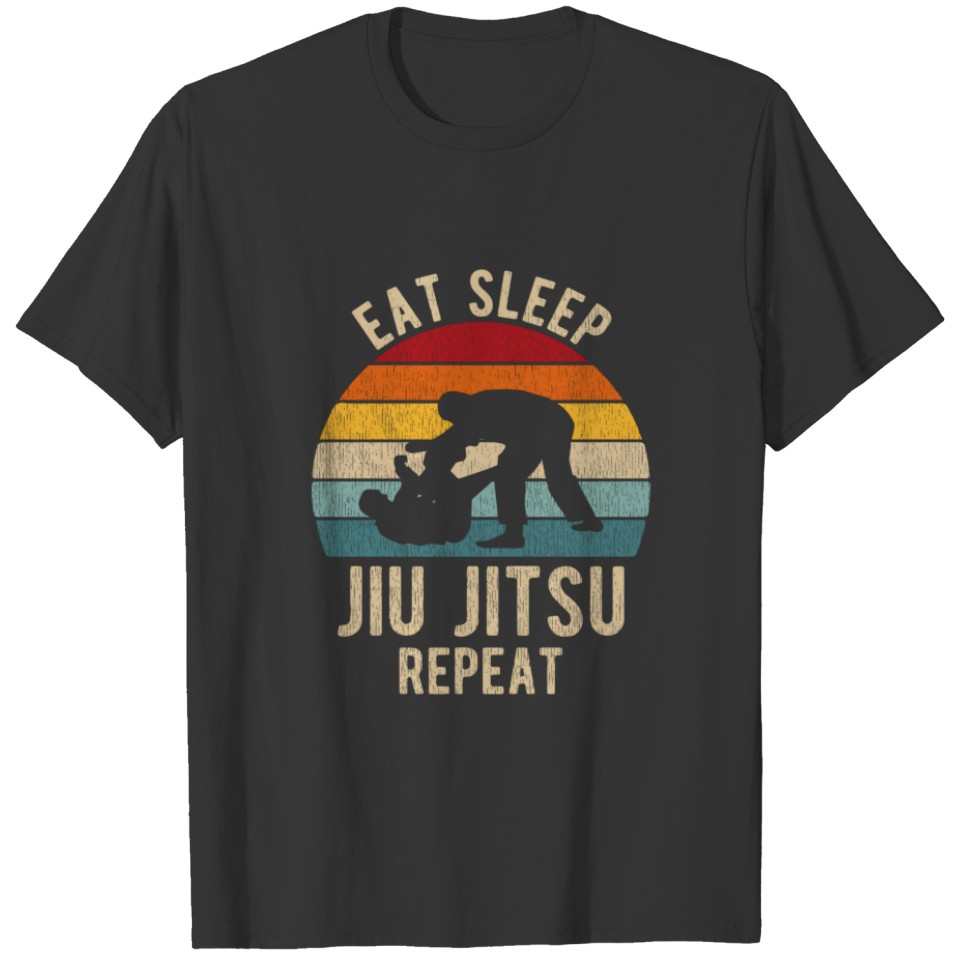 Eat Sleep Jiu-Jitsu Repeat Funny BJJ Retro Gift T-shirt